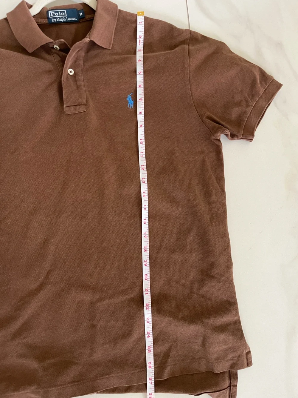 Vintage Ralph Lauren Brown Polo with Blue Pony Embroidery M